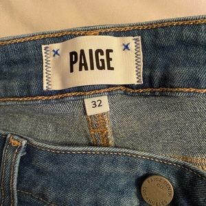 Light wash Paige flare leg jeans